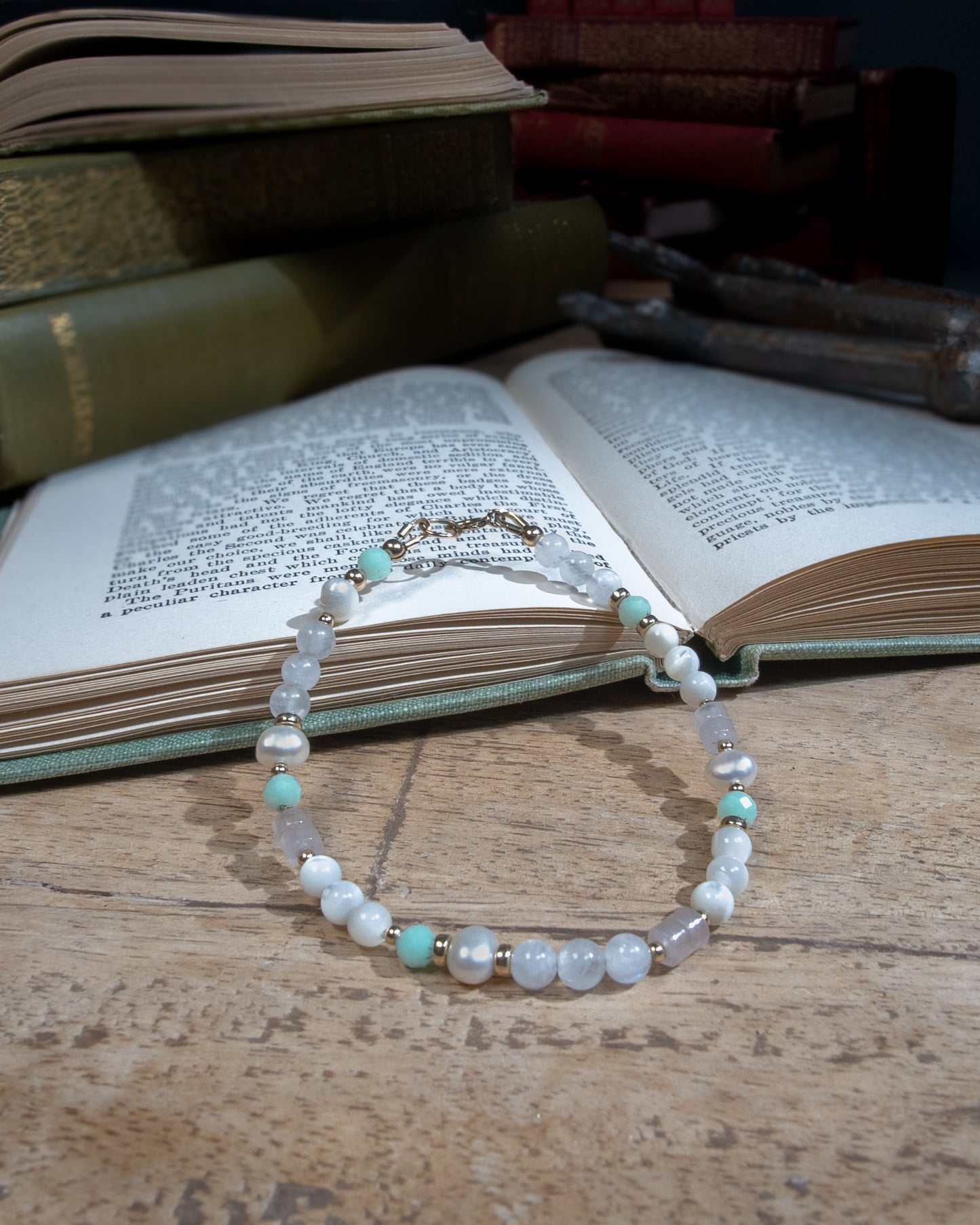 The Lunaria (Gemstone bracelet with 14k Gold Filled detail)