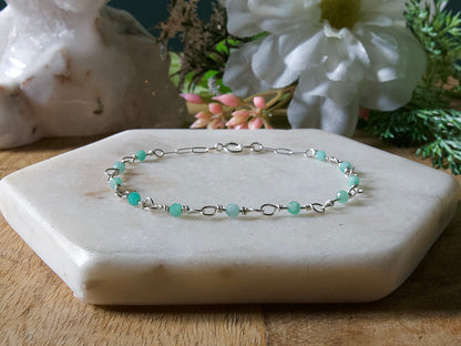 Personalized Birthstone Wire Link Bracelet (Pick Your Gemstone + Metal)