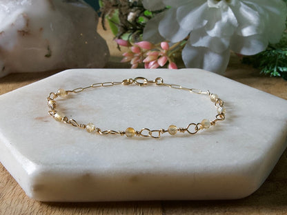 Personalized Birthstone Wire Link Bracelet (Pick Your Gemstone + Metal)