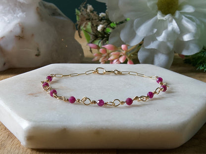 Personalized Birthstone Wire Link Bracelet (Pick Your Gemstone + Metal)
