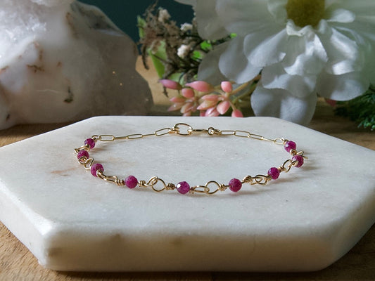 Personalized Birthstone Wire Link Bracelet (Pick Your Gemstone + Metal)