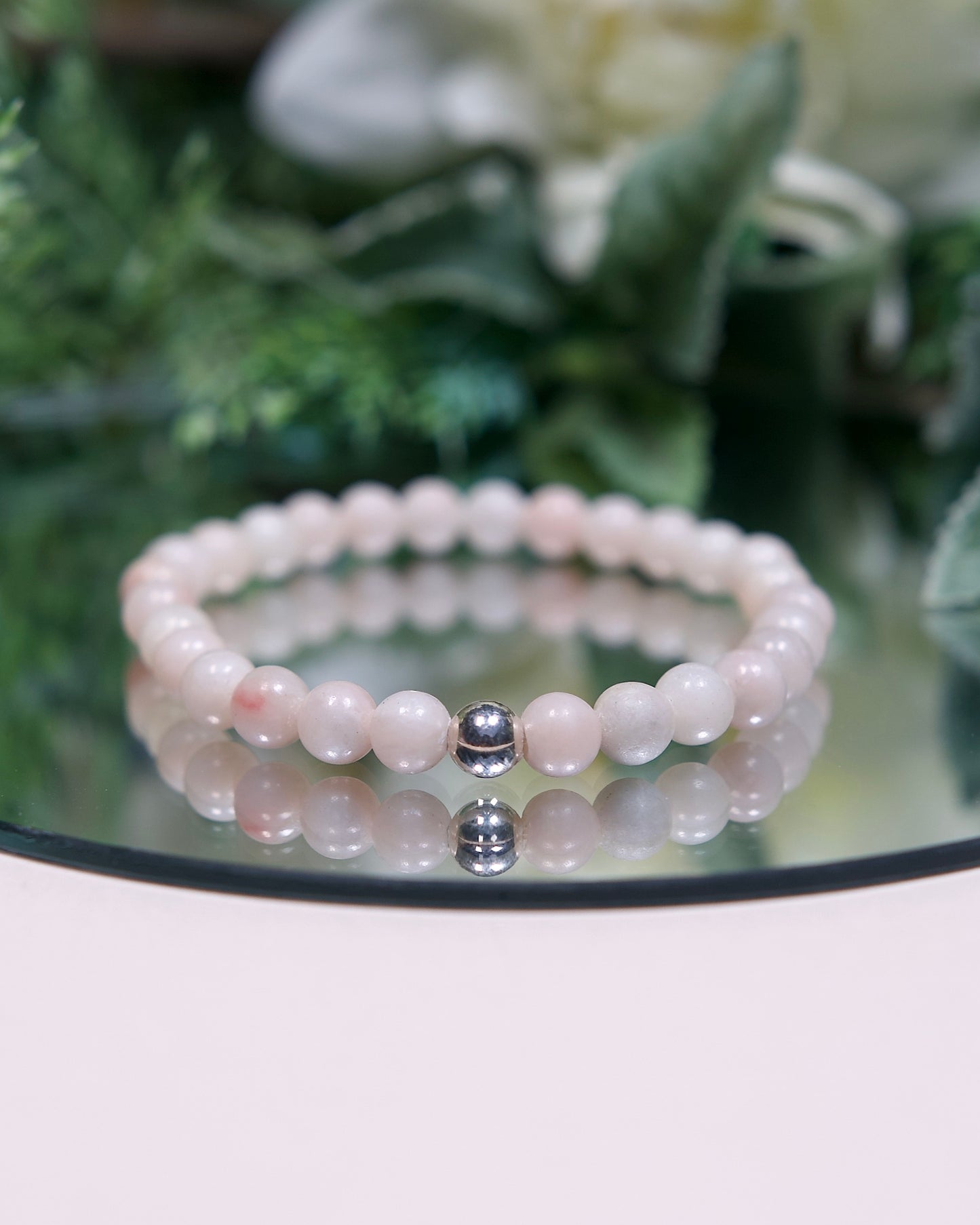 Pink Opal Bracelet with Sterling Silver Accent (Gemstone Bracelet)
