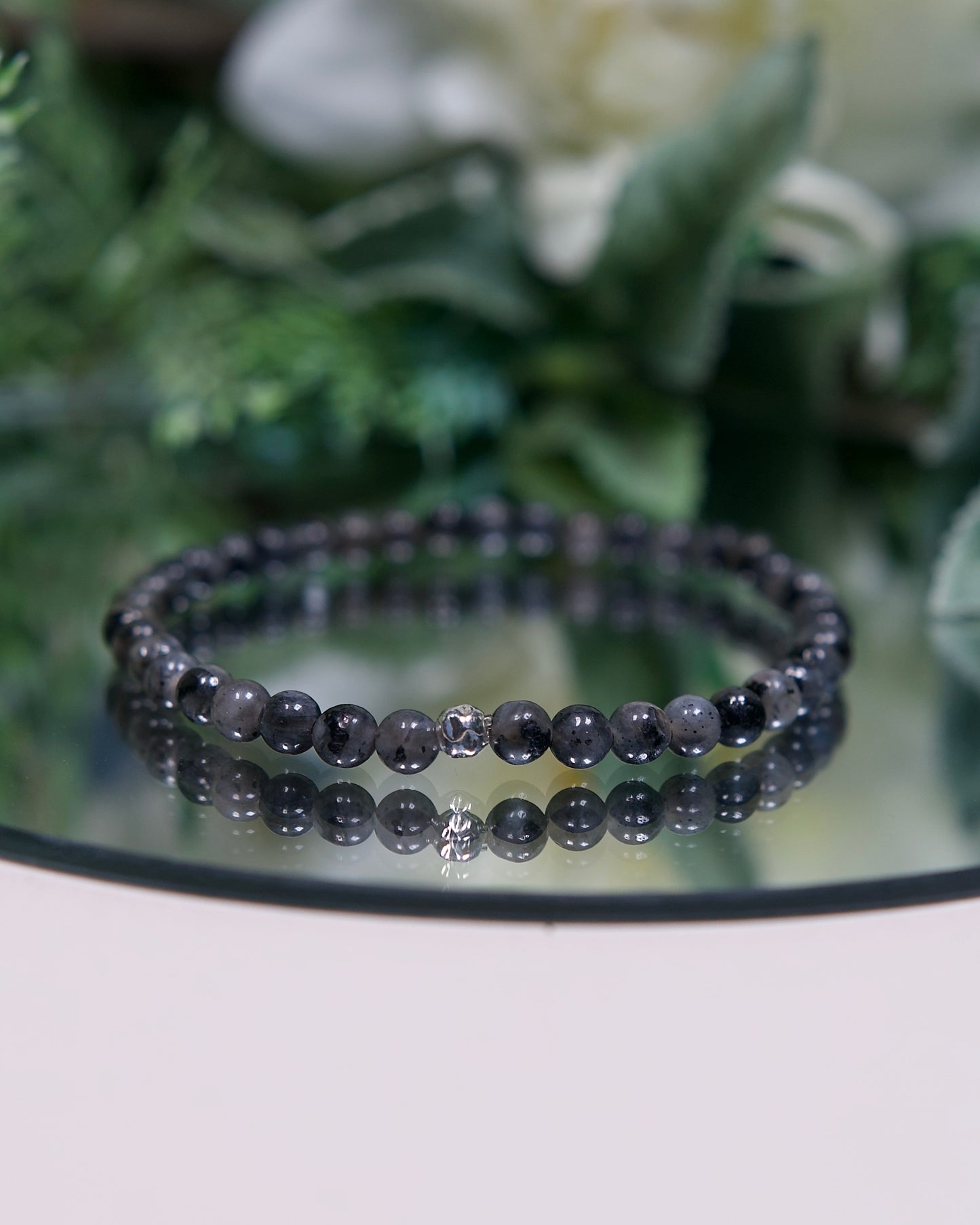 Larvikite Bracelet with Sterling Silver Accent (Gemstone Bracelet)