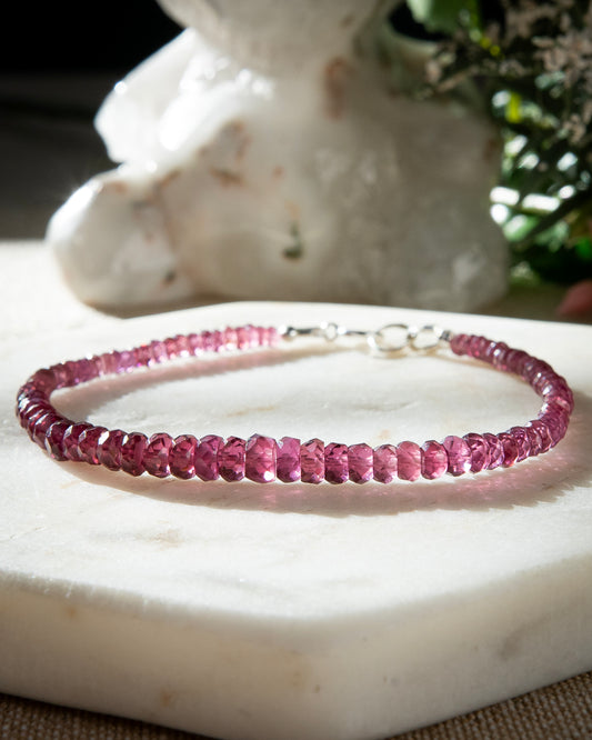 Purple Garnet Bracelet with Sterling Silver Clasp