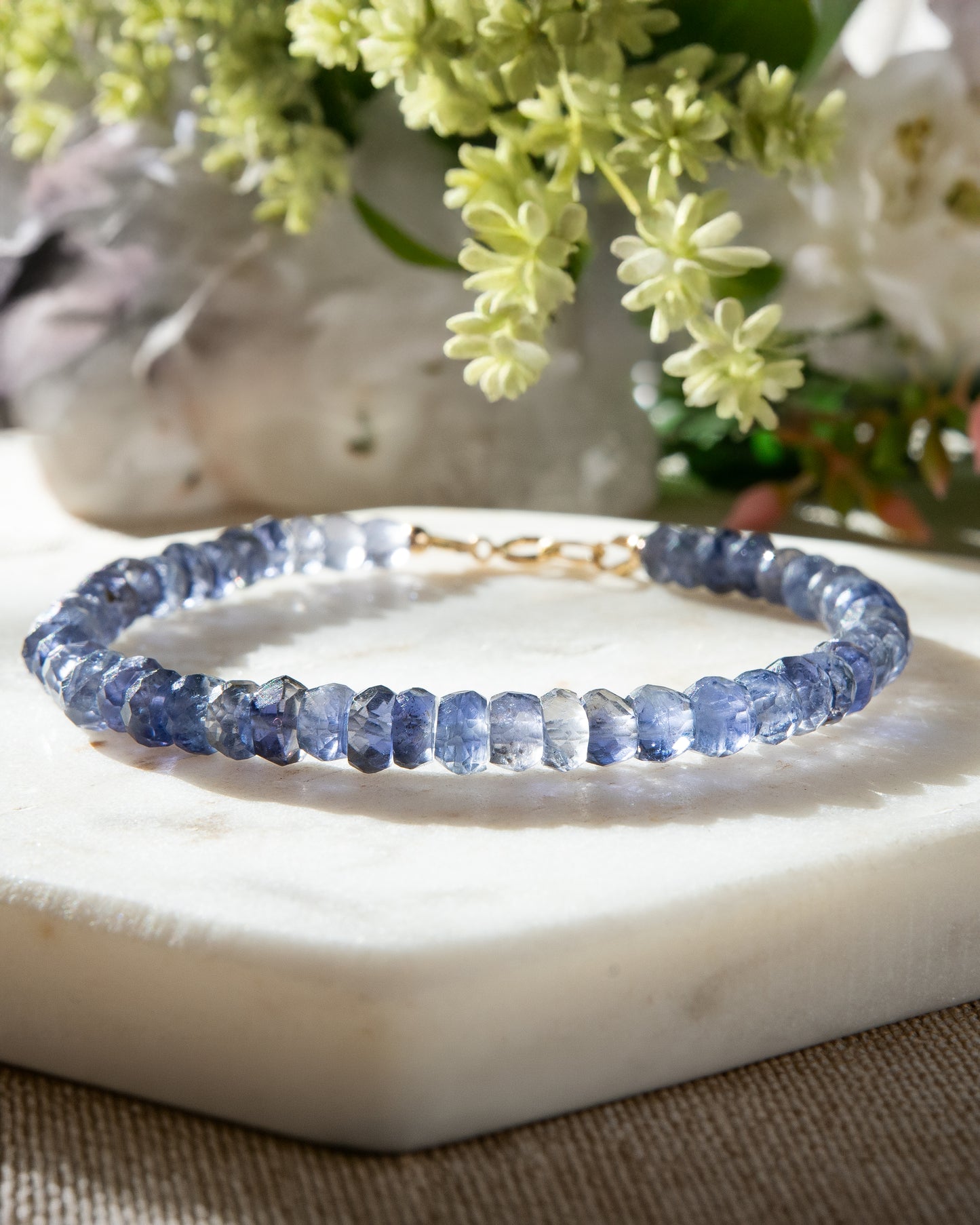 Iolite Bracelet with Gold Detail (14k Gold Filled)