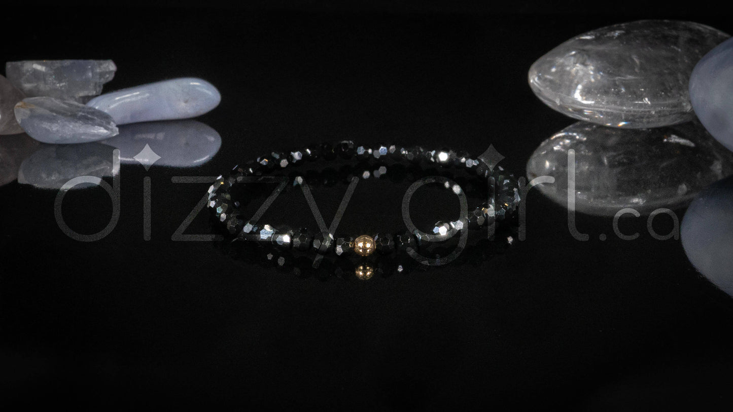 Faceted Obsidian with 14k Gold Filled Accent