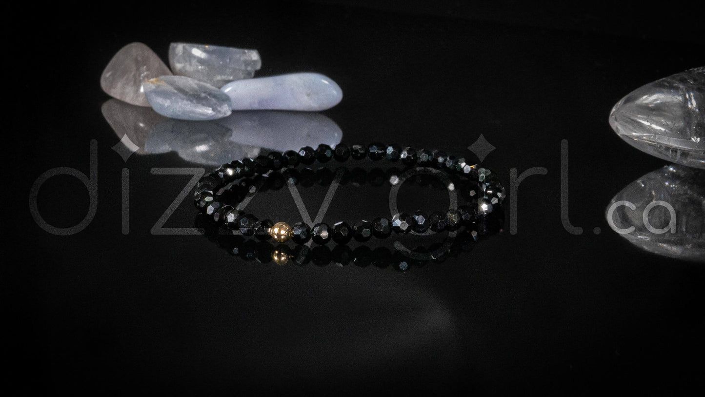 Faceted Obsidian with 14k Gold Filled Accent