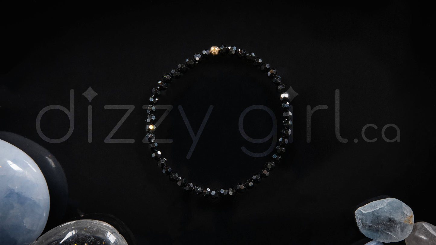 Faceted Obsidian with 14k Gold Filled Accent