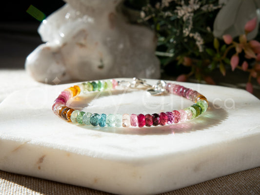 Watermelon Tourmaline AAA with Toggle and Charm (Sterling Silver)