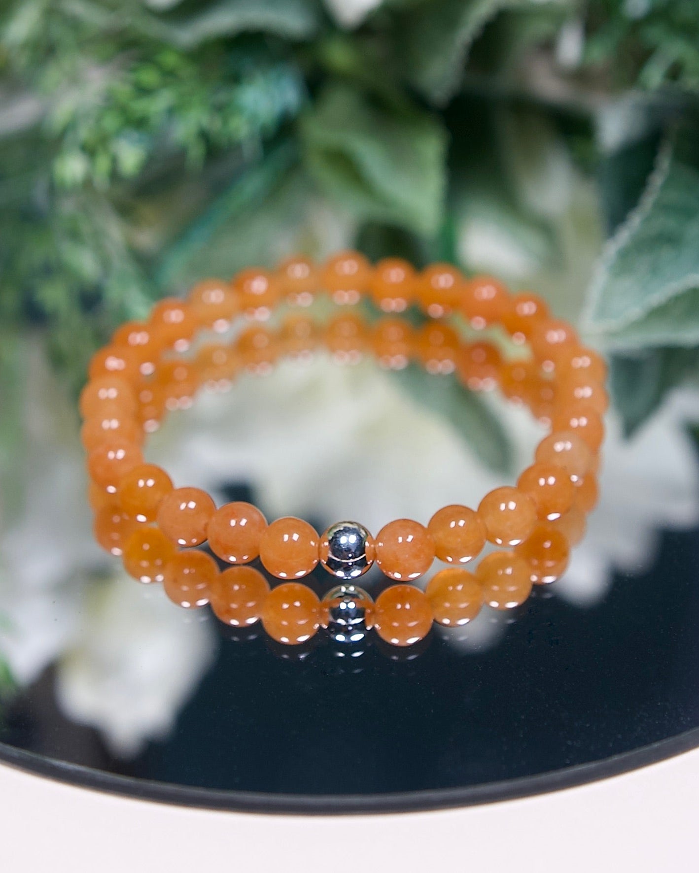 Red Aventurine Bracelet with Sterling Silver Accent (Gemstone Bracelet)