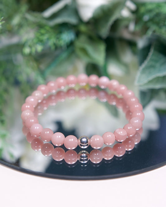 Pink Opal AAA Bracelet with Sterling Silver Accent (Gemstone Bracelet)