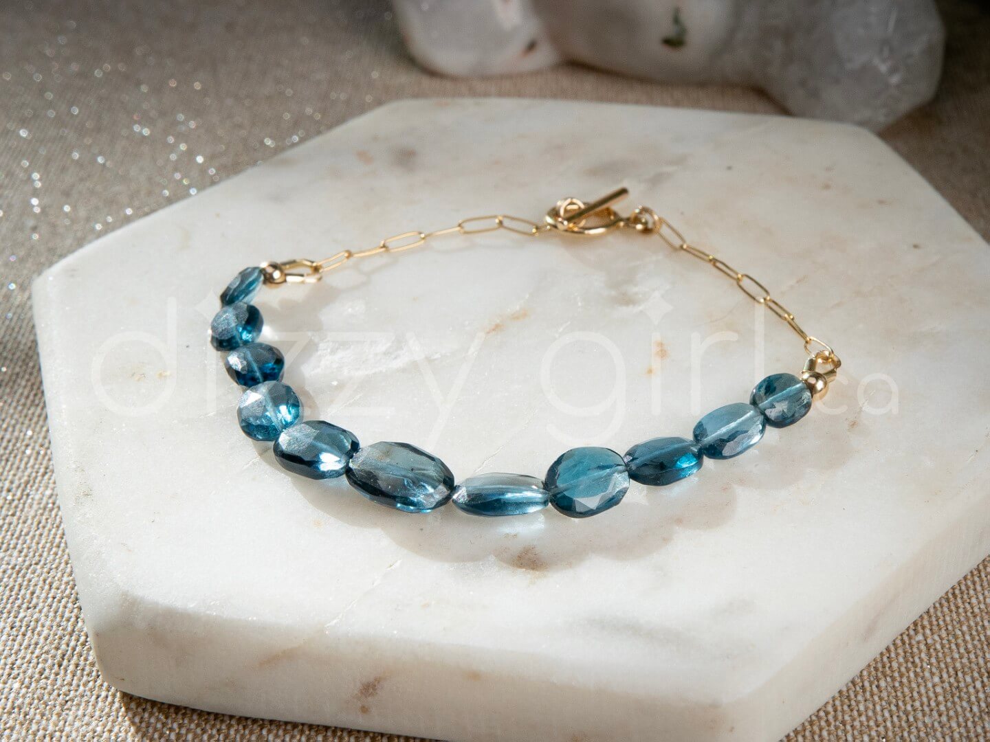 London Topaz Paperclip Toggle Bracelet (14k Gold Filled)