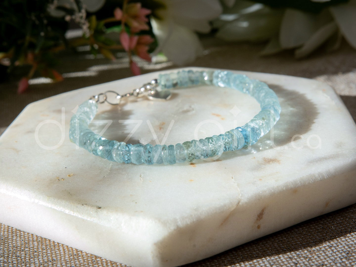 Aquamarine AAA Bracelet with Charm (Sterling Silver)