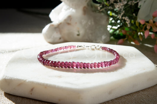 Purple Garnet Bracelet with Sterling Silver Clasp