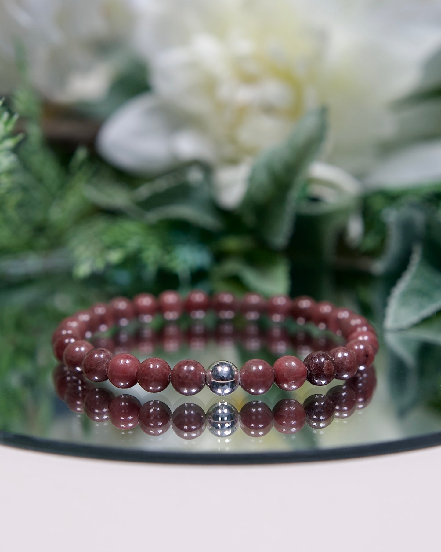 Rose Jasper Bracelet with Sterling Silver Accent (Gemstone Bracelet)