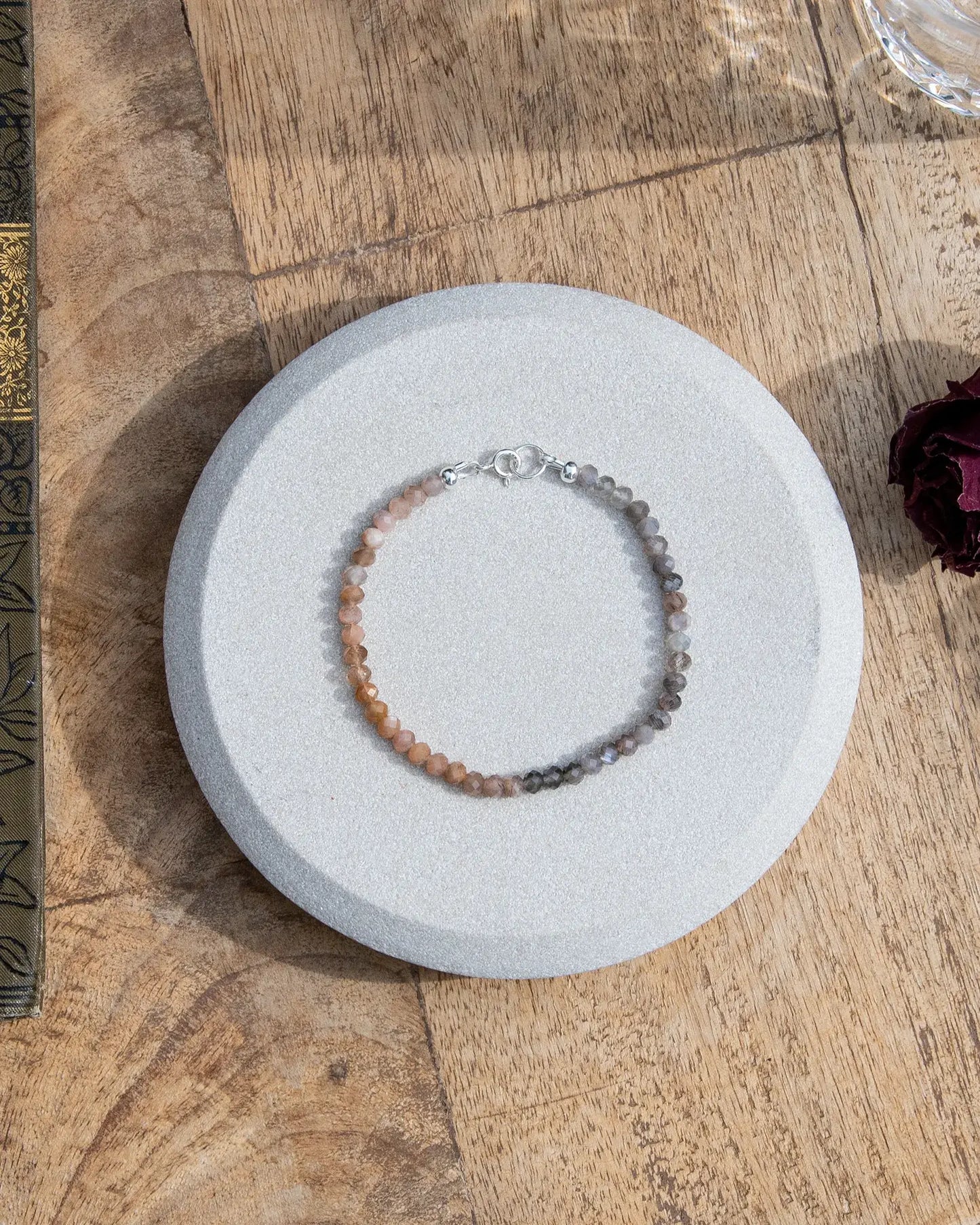Moonstone Faceted Beaded Bracelet - Sterling Silver