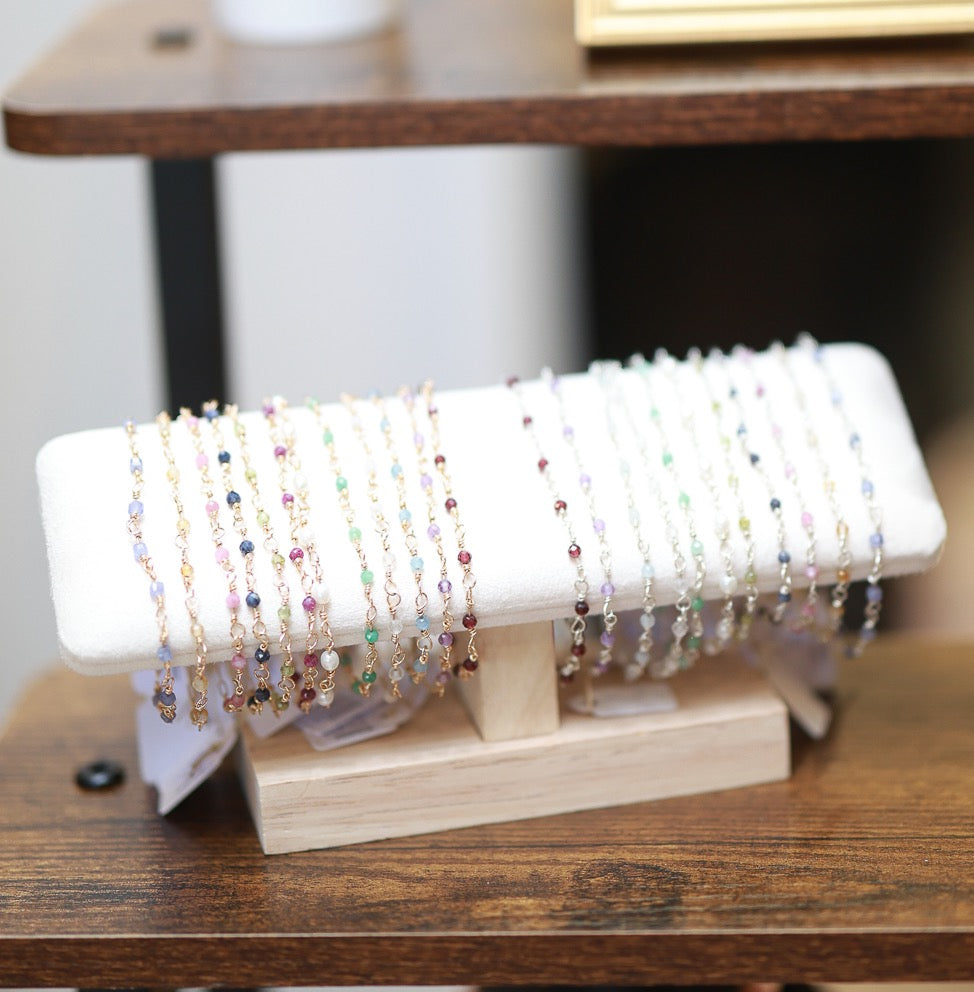 Personalized Birthstone Wire Link Bracelet (Pick Your Gemstone + Metal)