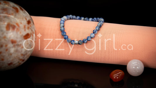 Blue Spot Jasper with Sterling Silver Tibetan Bead