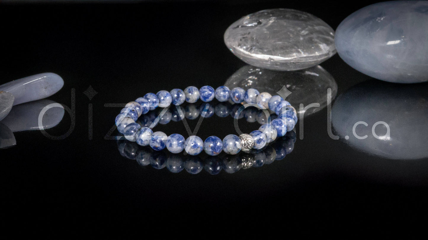Blue Spot Jasper with Sterling Silver Tibetan Bead