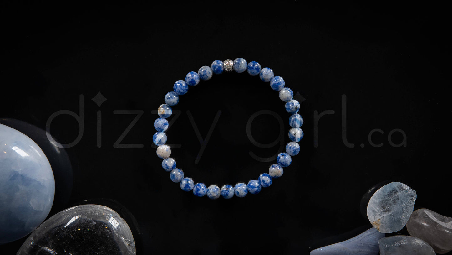 Blue Spot Jasper with Sterling Silver Tibetan Bead