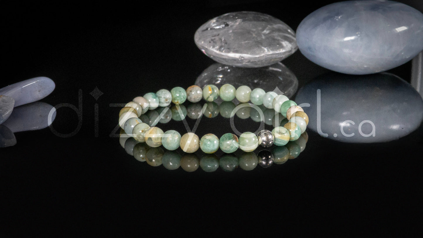 Green Agate with Sterling Silver Accent