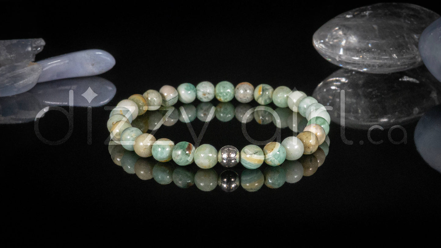 Green Agate with Sterling Silver Accent