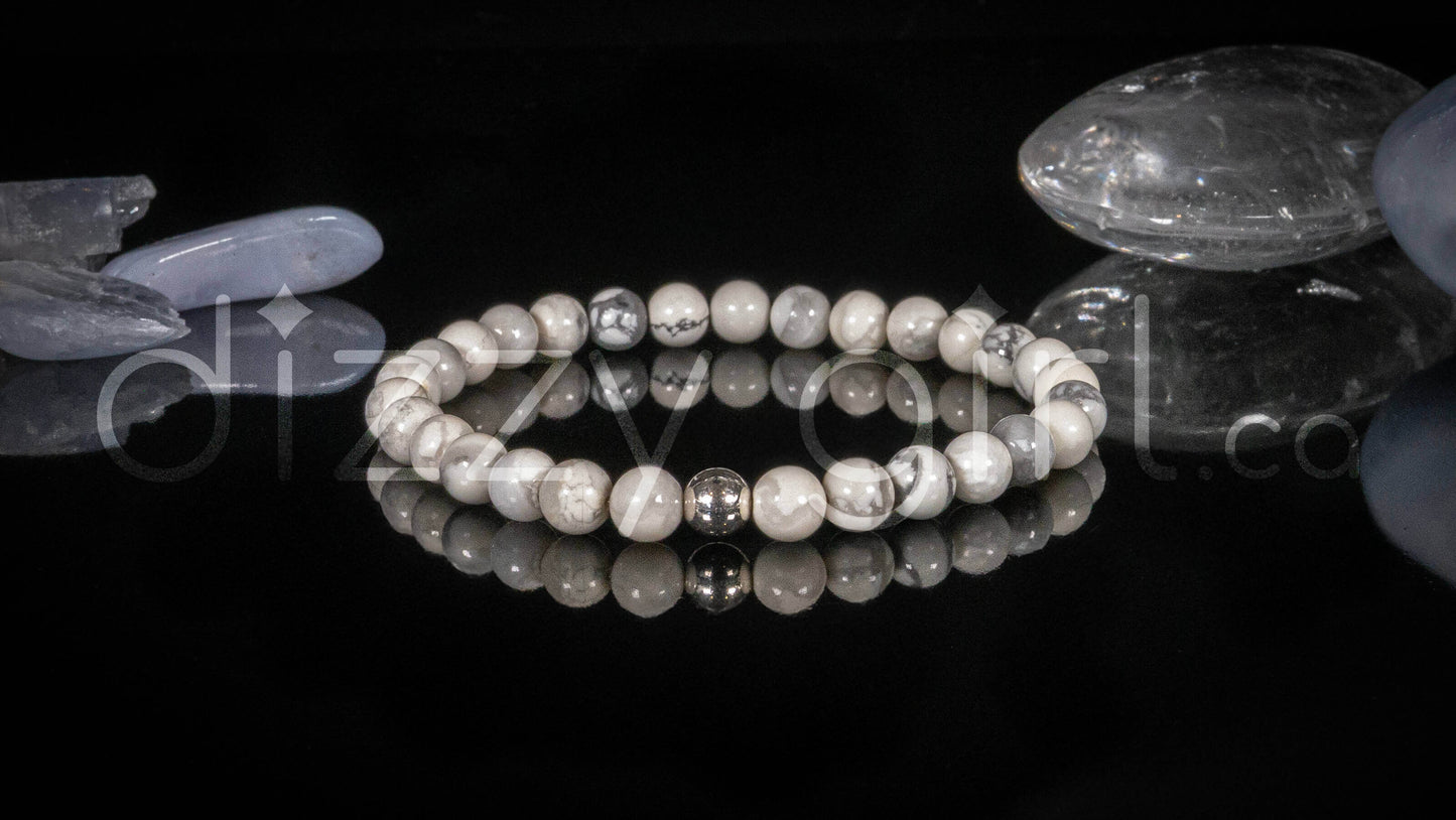 4mm Howlite with Sterling Silver Accent