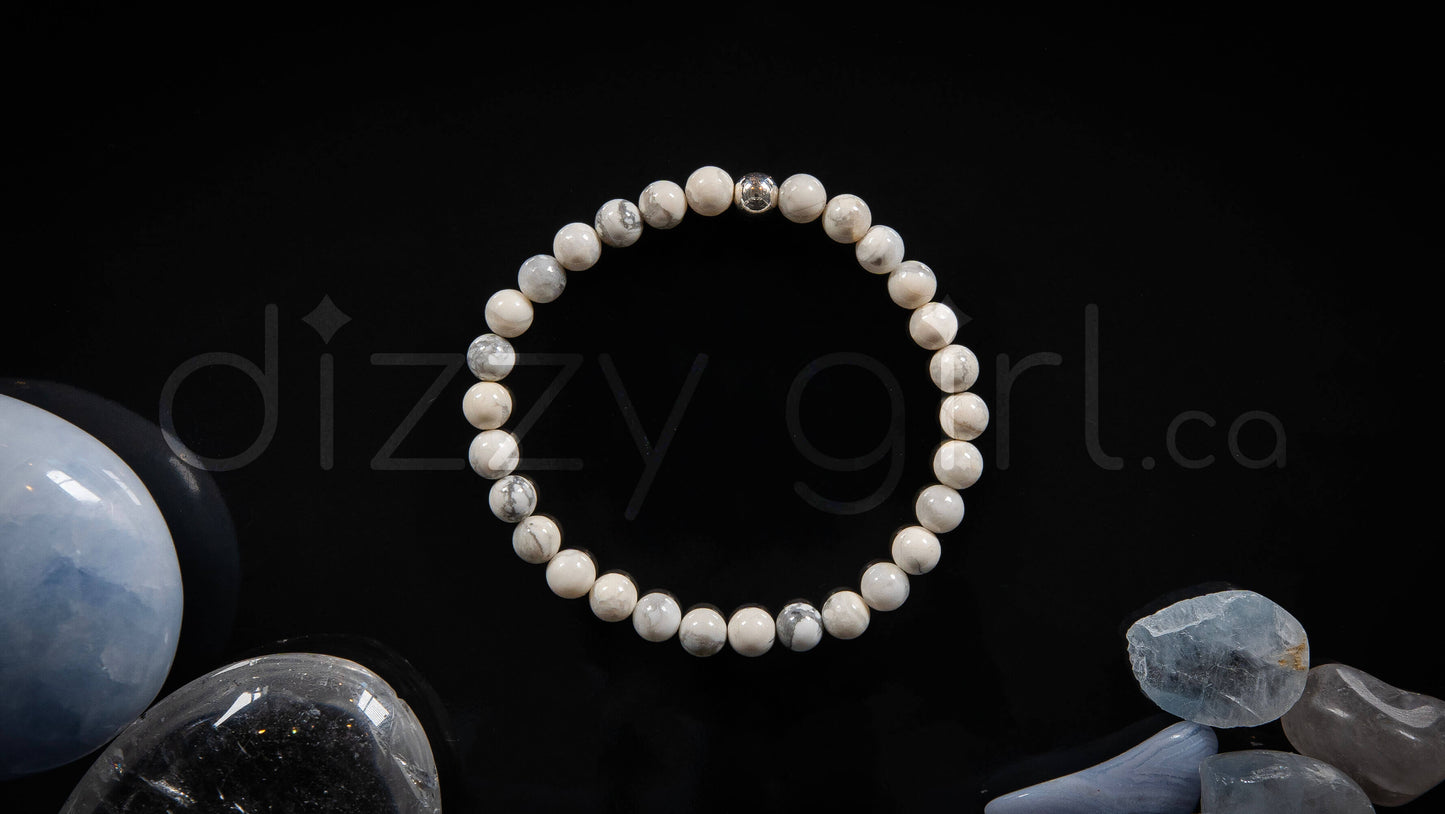 4mm Howlite with Sterling Silver Accent