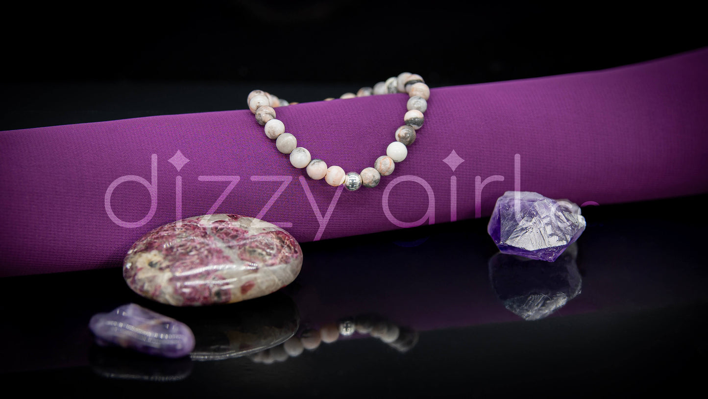 Pink Zebra Jasper with Sterling Silver Accent