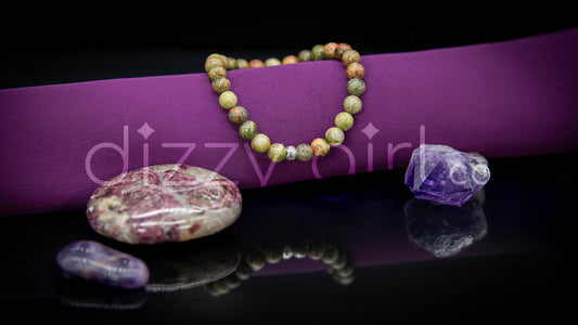 Unakite with Sterling Silver Tibetan Bead