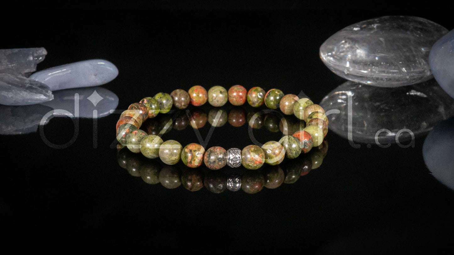 Unakite with Sterling Silver Tibetan Bead