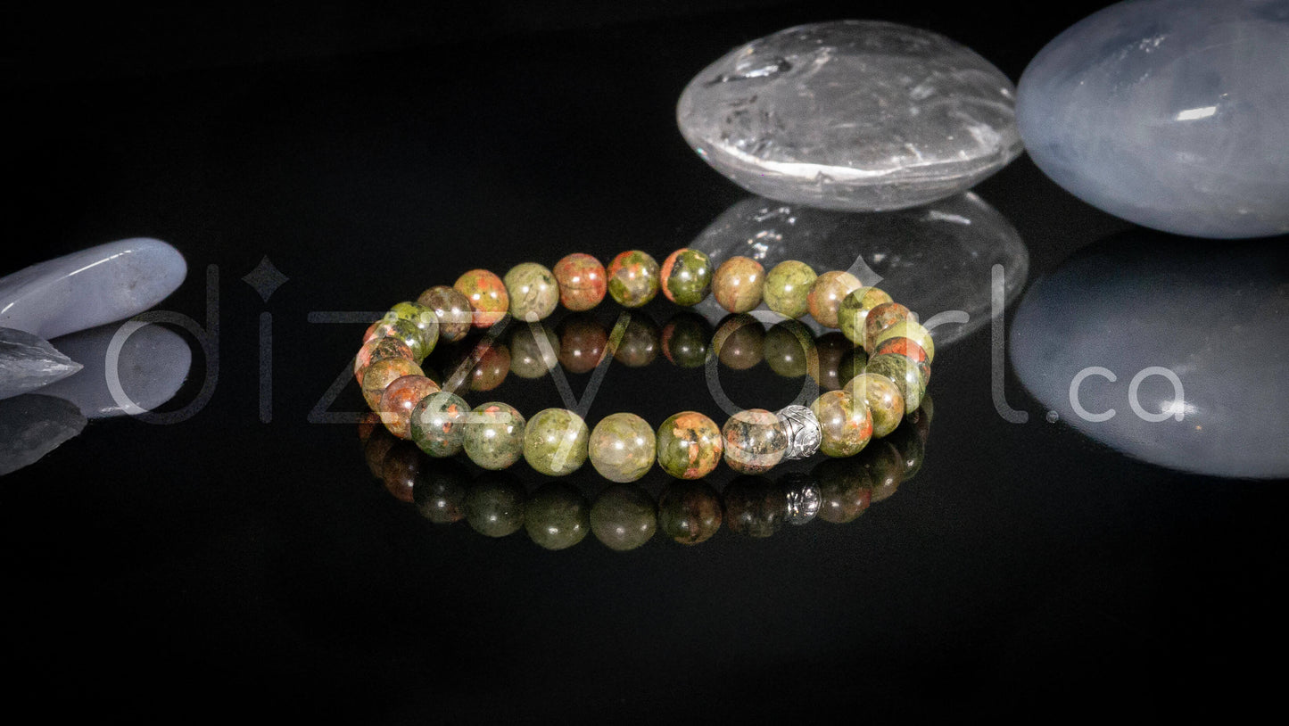 Unakite with Sterling Silver Tibetan Bead