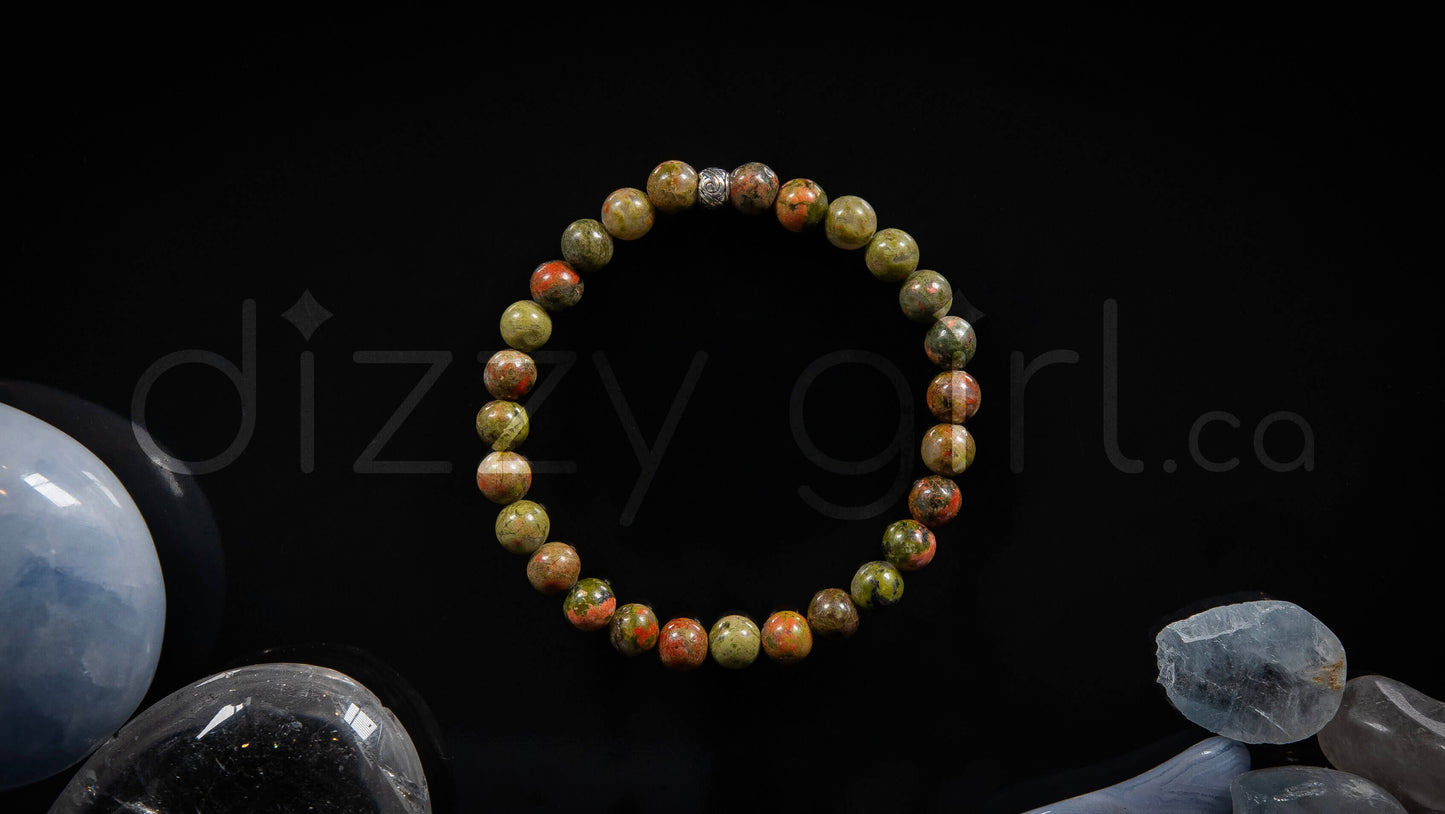 Unakite with Sterling Silver Tibetan Bead