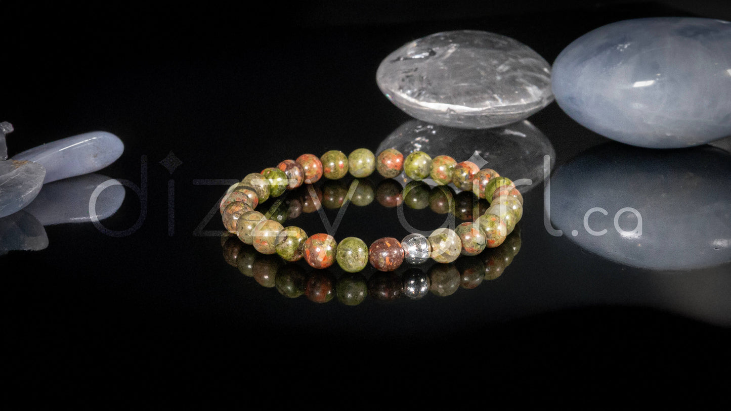 Unakite with Sterling Silver Accent