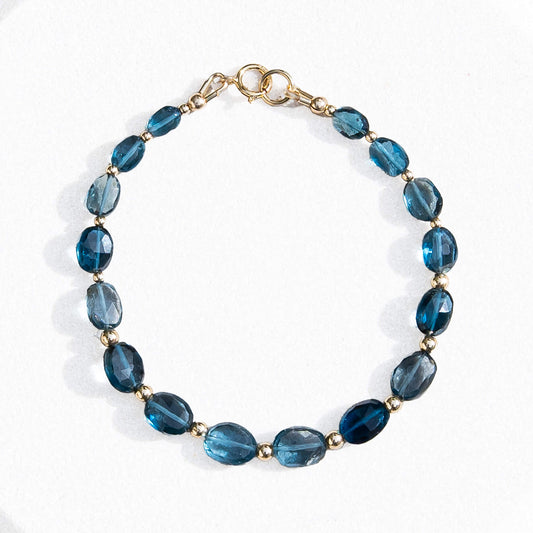 Dizzy Girl London Blue Topaz 14k Gold-Filled Graduated Faceted Oval Bracelet