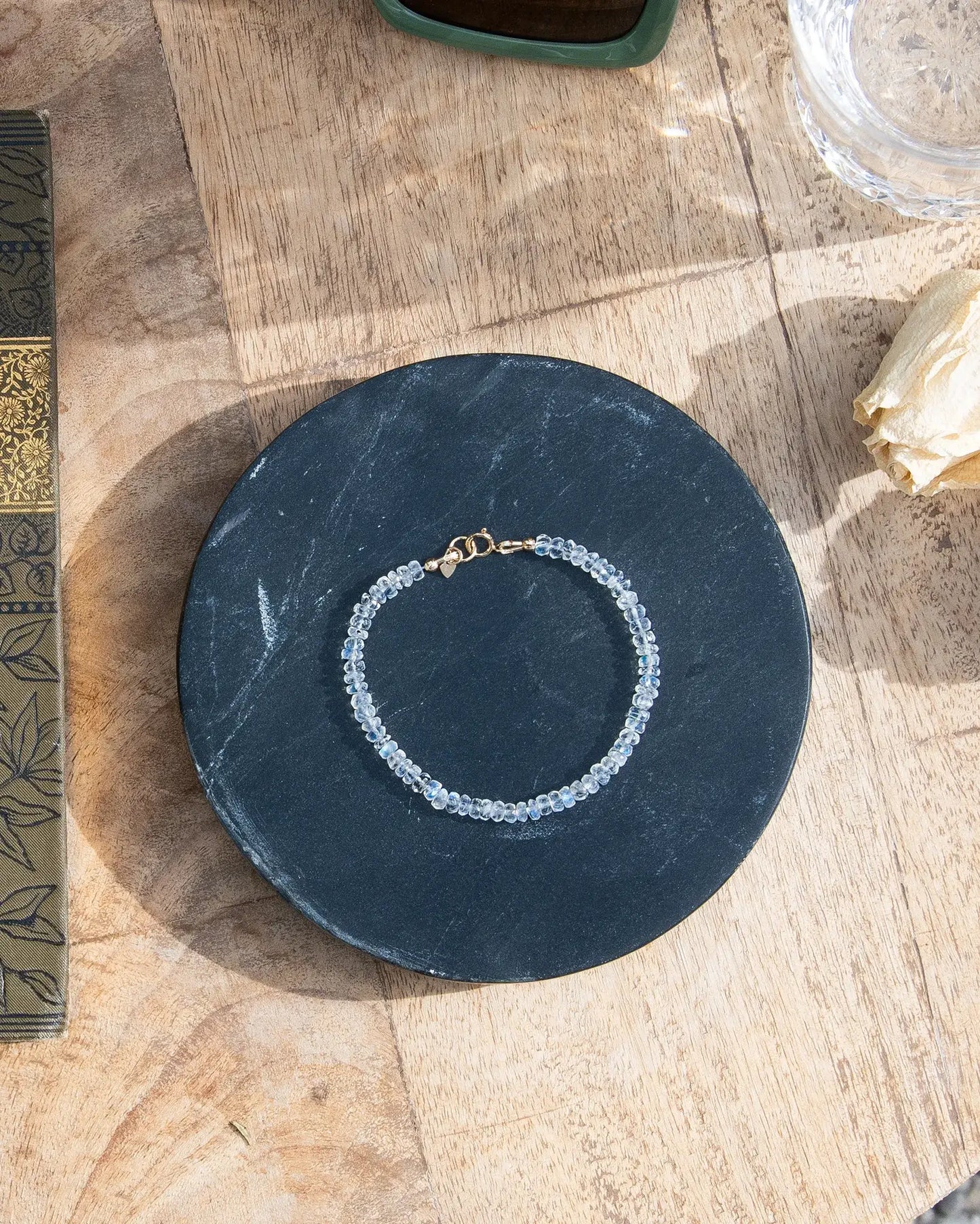 Moonstone AAAAA Faceted Beaded Bracelet - 14k Gold-Filled or Sterling Silver