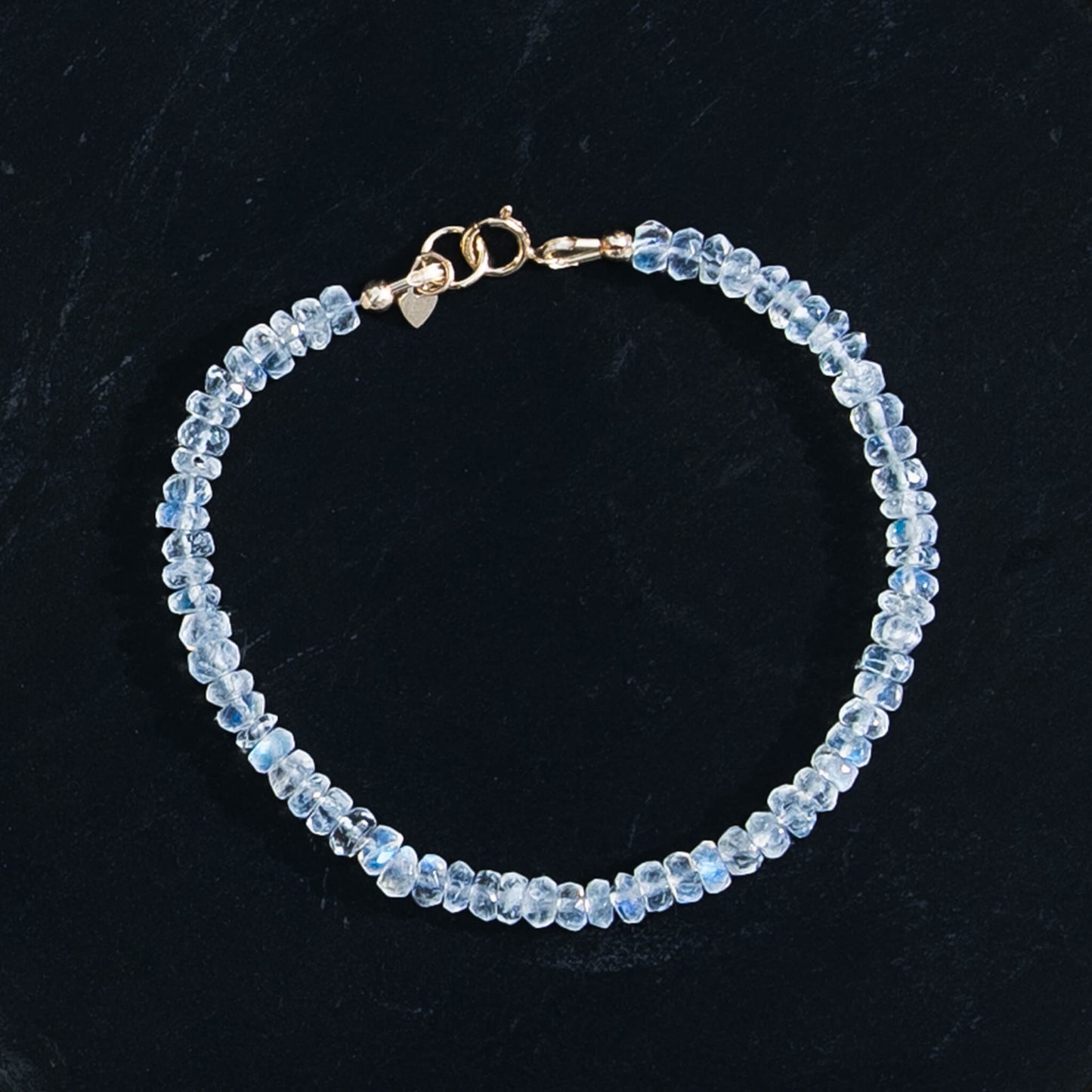 Dizzy Girl Moonstone AAAAA 14k Gold-Filled or Sterling Silver Faceted Rondelle Bracelet