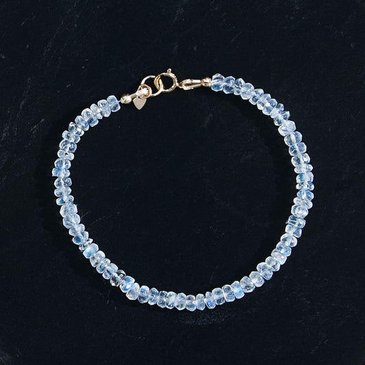 Dizzy Girl Moonstone AAAAA 14k Gold-Filled or Sterling Silver Faceted Rondelle Bracelet