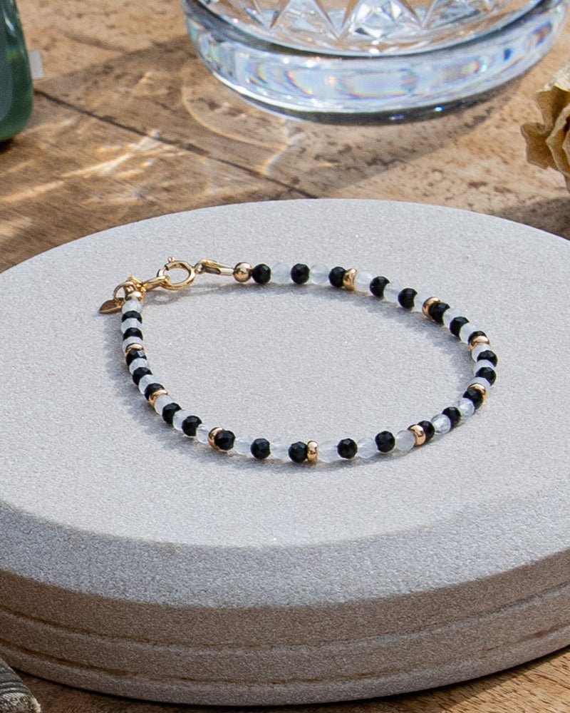 Onyx and Moonstone Bracelet