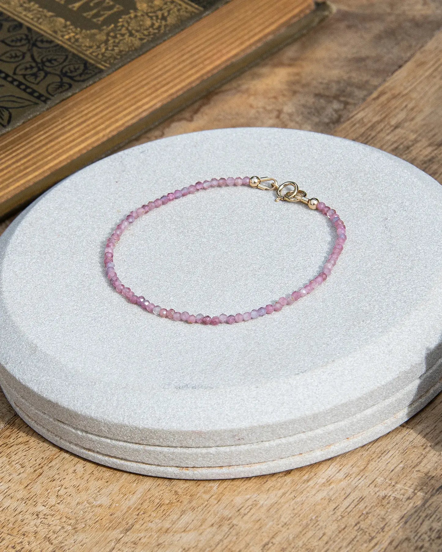 Dainty Pink Tourmaline Bracelet - 14k Gold-Filled