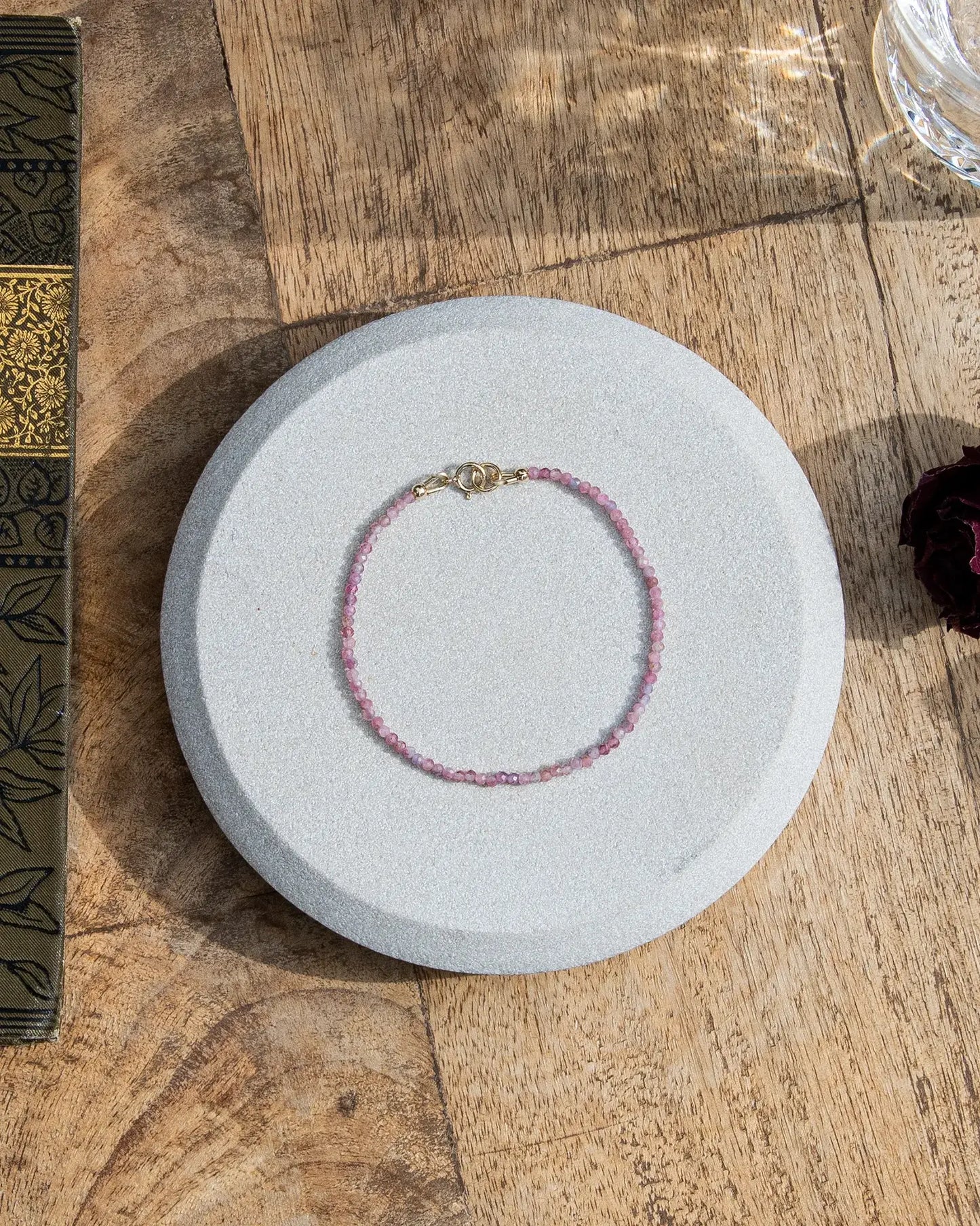 Dainty Pink Tourmaline Bracelet - 14k Gold-Filled