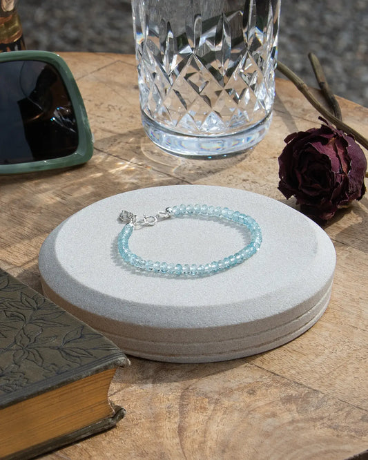 Sky Blue Topaz Faceted Beaded Bracelet - Sterling Silver