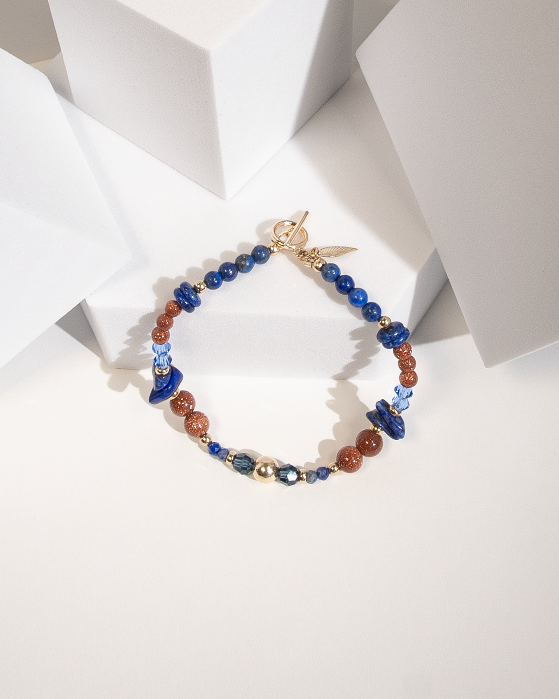 The Solis Gemstone Toggle Bracelet with Charm (14k Gold Filled)