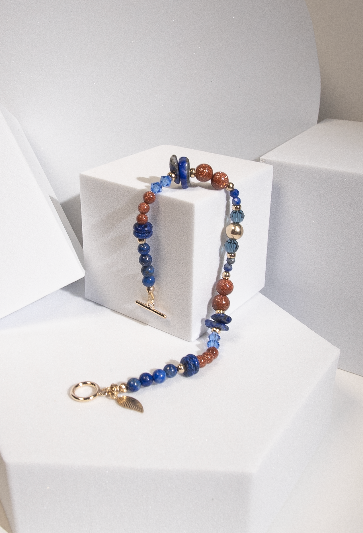 The Solis Gemstone Toggle Bracelet with Charm (14k Gold Filled)