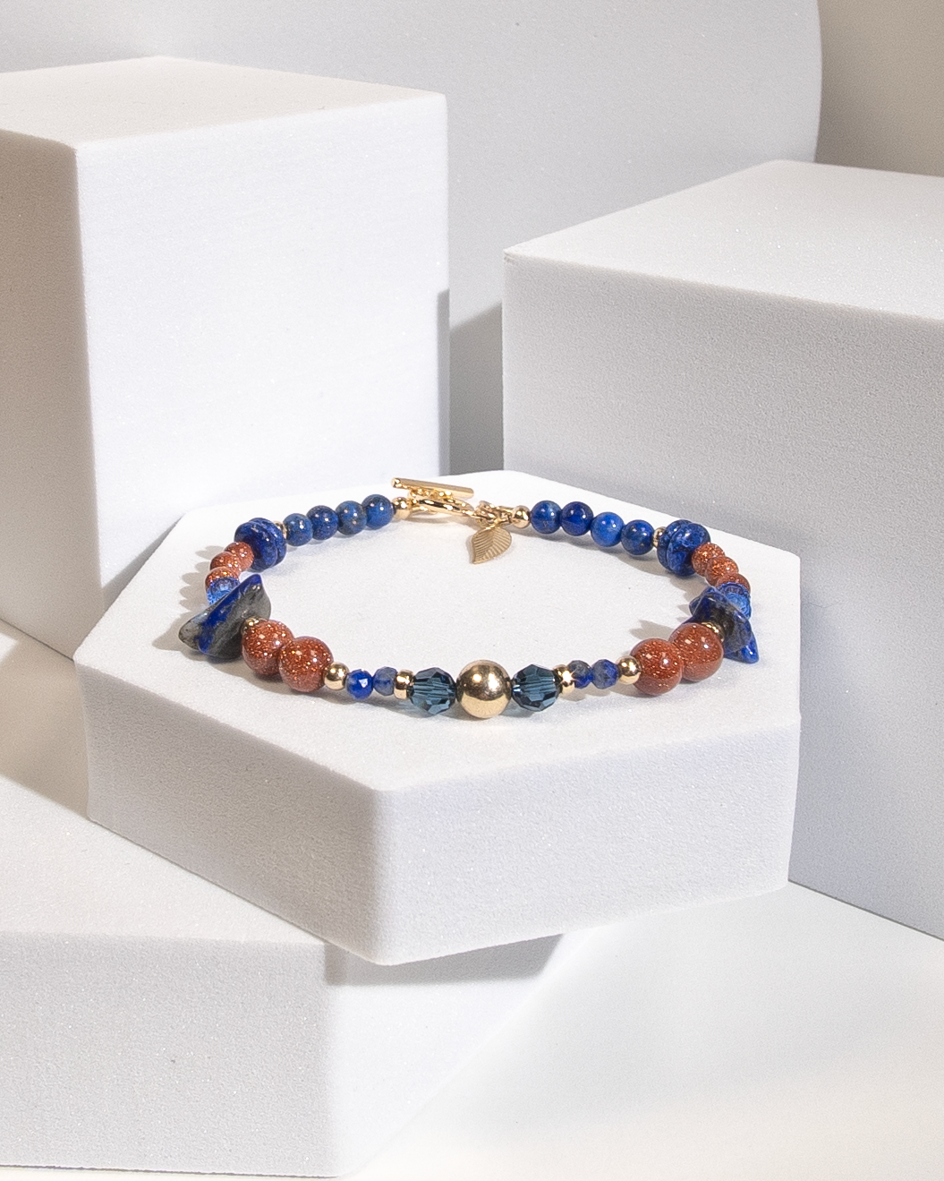 The Solis Gemstone Toggle Bracelet with Charm (14k Gold Filled)