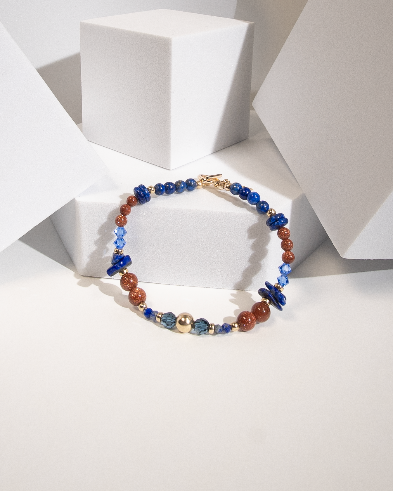 The Solis Gemstone Toggle Bracelet with Charm (14k Gold Filled)