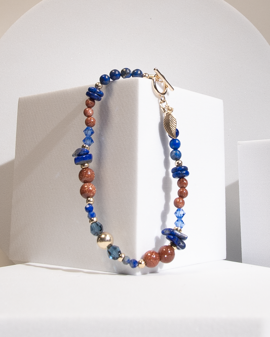 The Solis Gemstone Toggle Bracelet with Charm (14k Gold Filled)