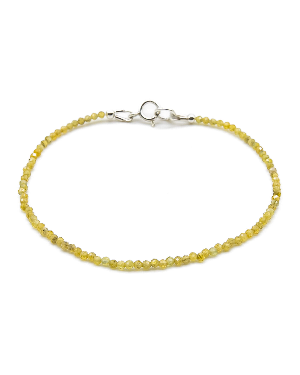 Dainty yellow sapphire gemstone beaded bracelet with sterling silver spring ring clasp