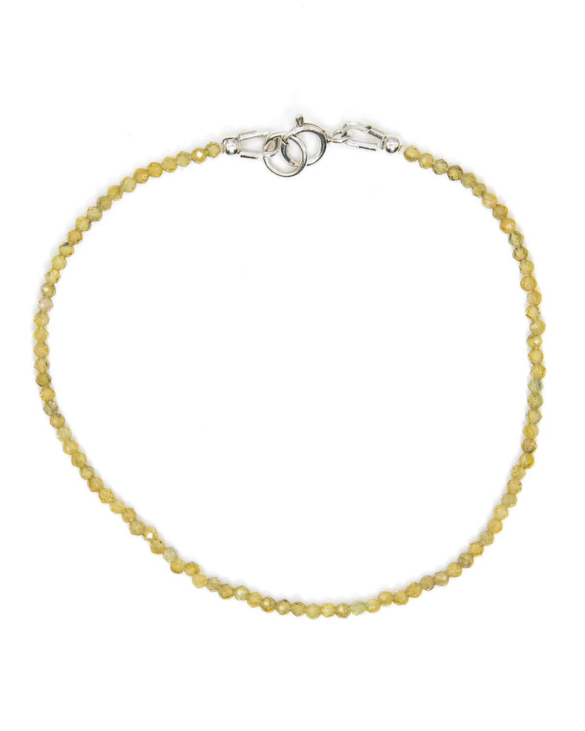 Dainty yellow sapphire gemstone beaded bracelet with sterling silver spring ring clasp