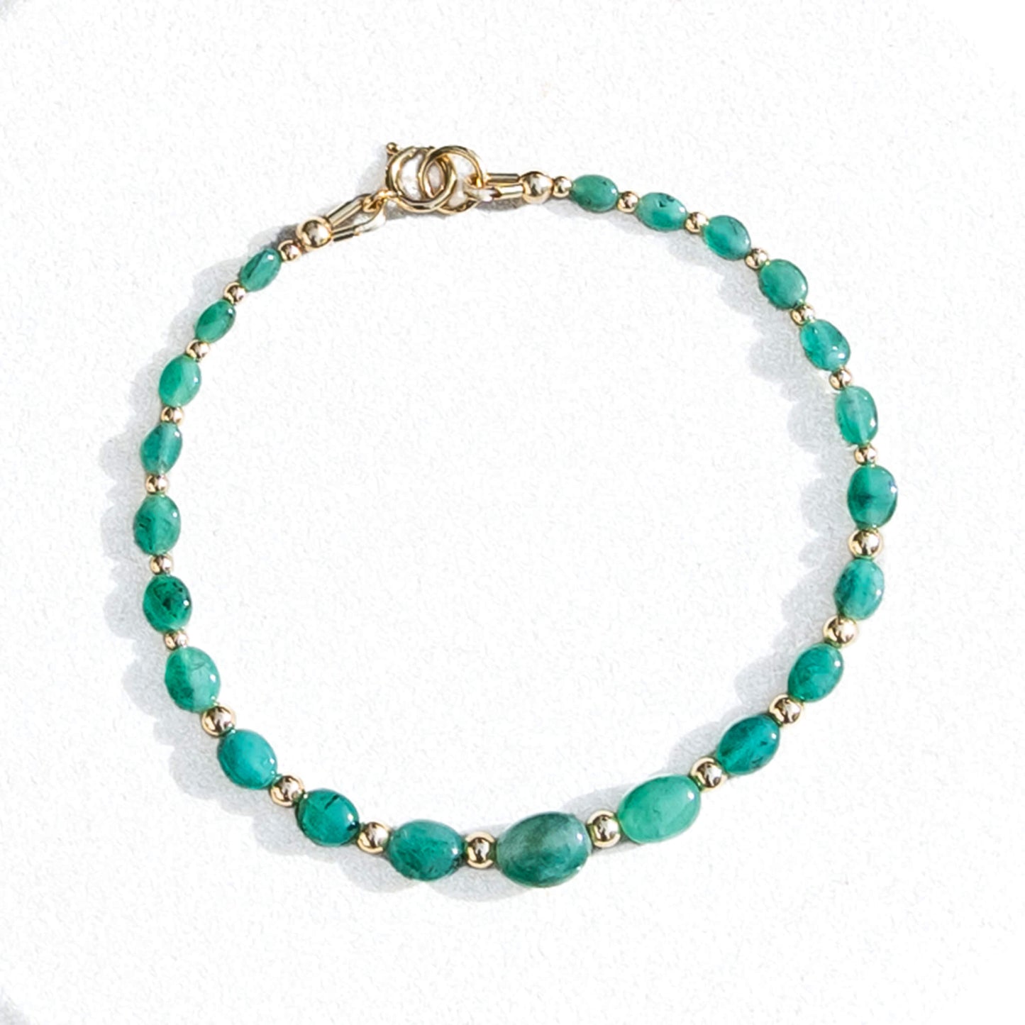 Dizzy Girl Zambian Emerald 14k Gold-Filled Graduated Oval Bracelet